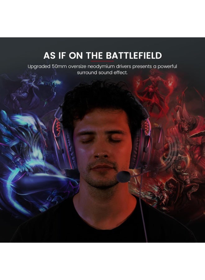 EKSA Gaming Headset, Wired PS4 Headset with Noise Canceling Mic, Over-Ear Gaming Headphones Compatible with Xbox One Controller, for PS4, PS5, PC, Laptop -Red - Image 2